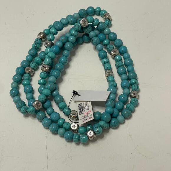 Chico's turquoise dyed stone beads with silver tone signed costume jewelry - Picture 6 of 15